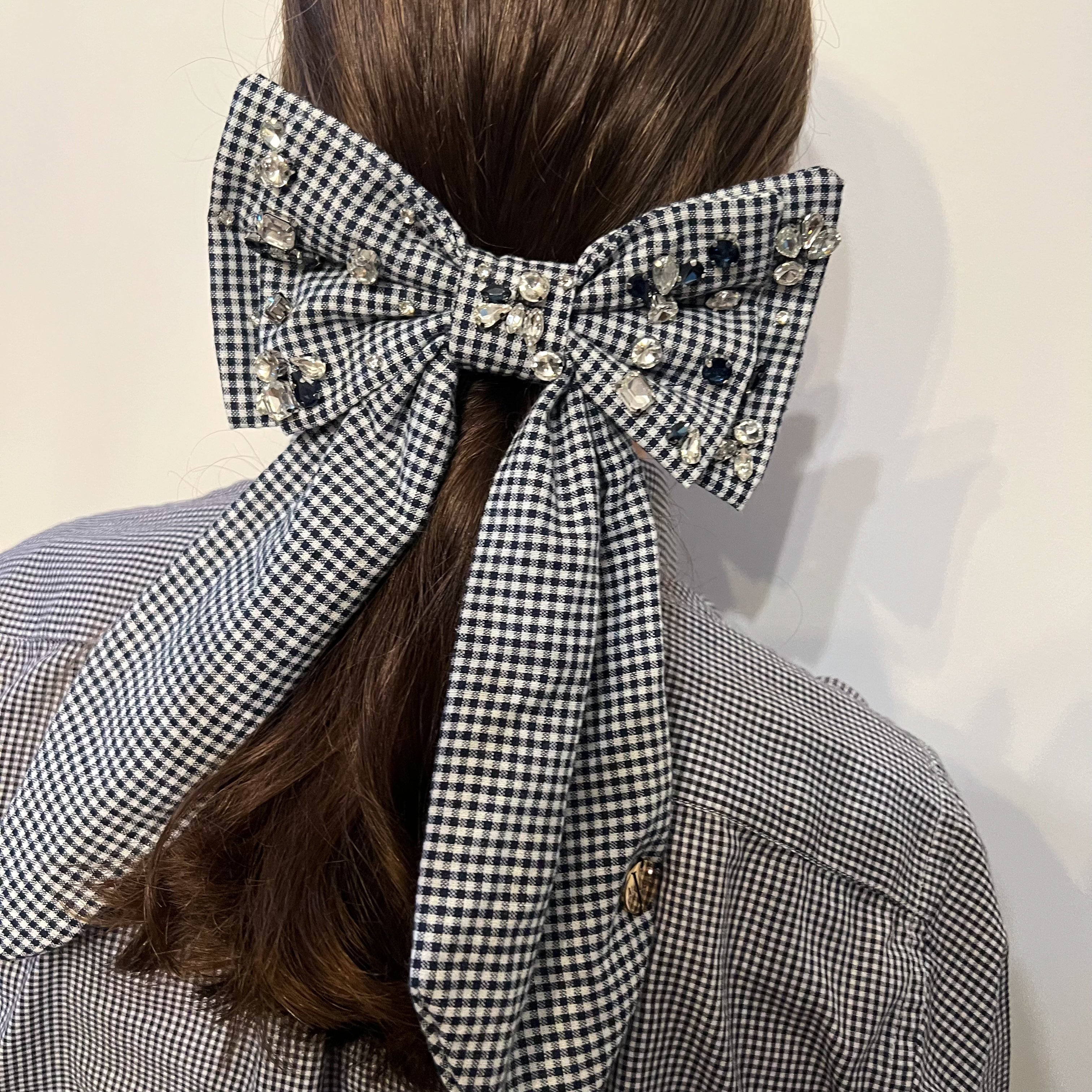 Checkered Embellished Bow