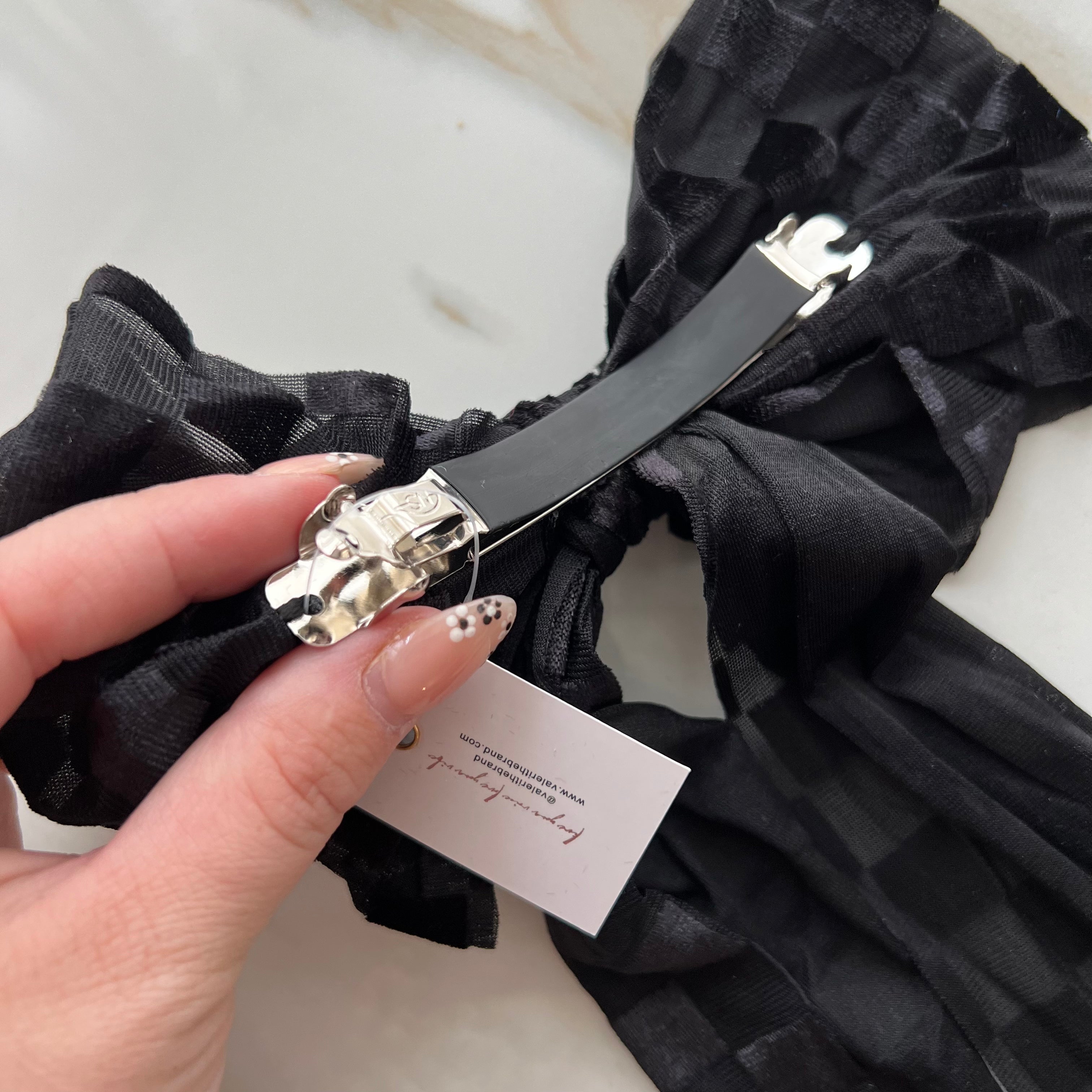 Leopard Velvet Bow - Black