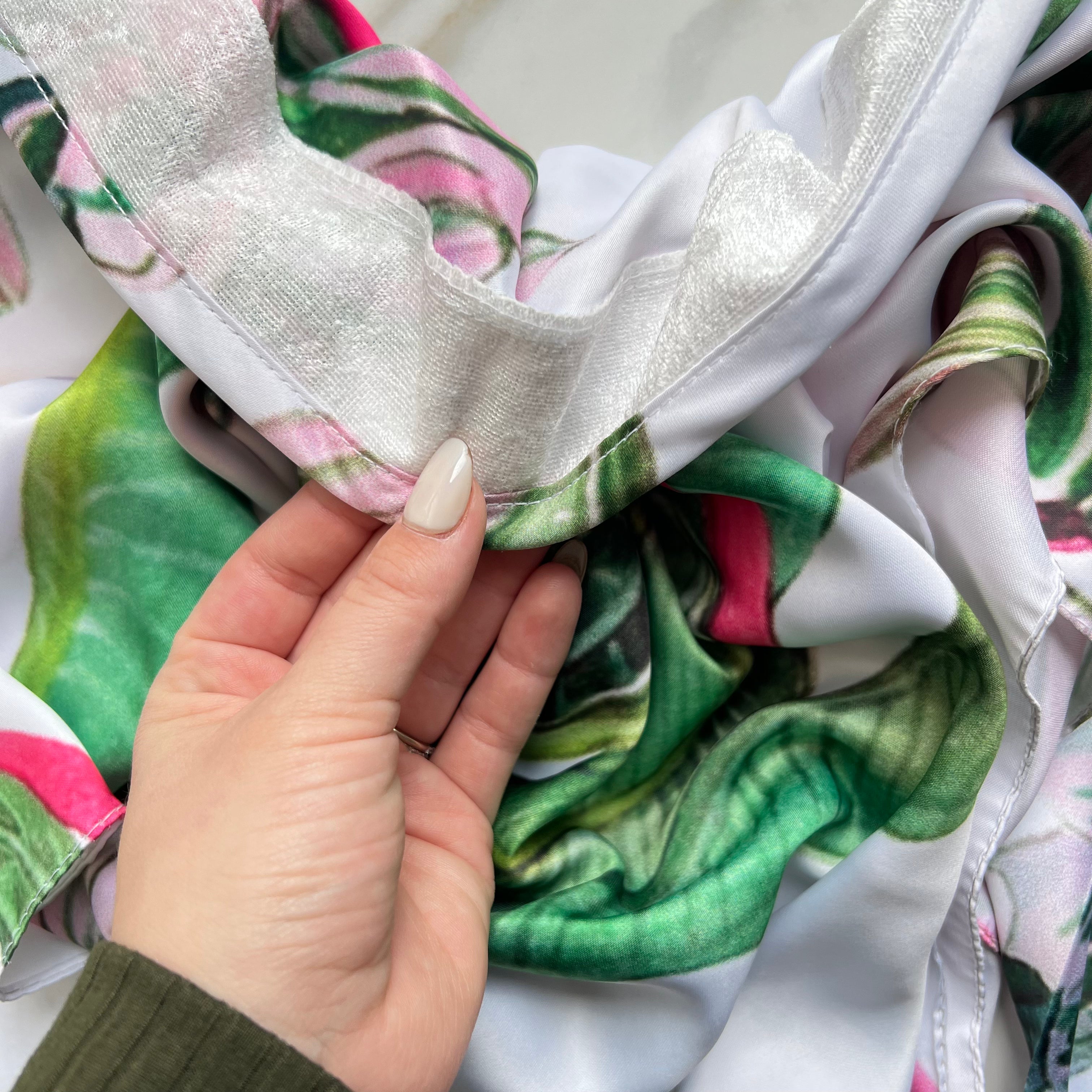 Botanical Satin Triangle Scarf