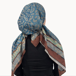 Indigo Leopard Mix Pre-Tied Scarf