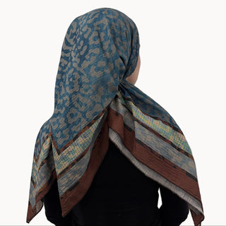 Indigo Leopard Mix Open Pre-Tied Scarf