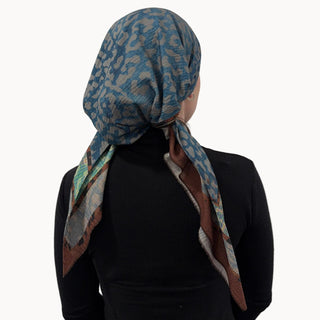 Indigo Leopard Mix Triangle Scarf