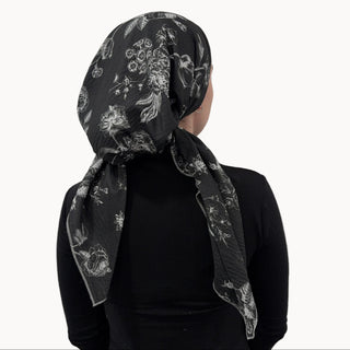Black Fleur Noire Triangle Scarf