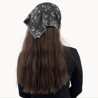 Black Fleur Noire Ready Tied Bandana