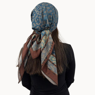 Indigo Leopard Mix Square Scarf
