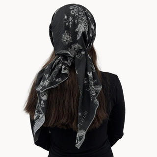 Black Fleur Noire Square Scarf
