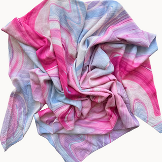 Cotton Candy Marble Light Crinkle Triangle Scarf