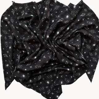 Valeri Signature Bloom Black Light Crinkle Triangle Scarf