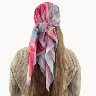 Cotton Candy Marble Light Crinkle Square Scarf