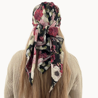 Merlot Bloom Light Crinkle Square Scarf