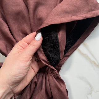 Mocha Brown Solid Open Pre-Tied Scarf