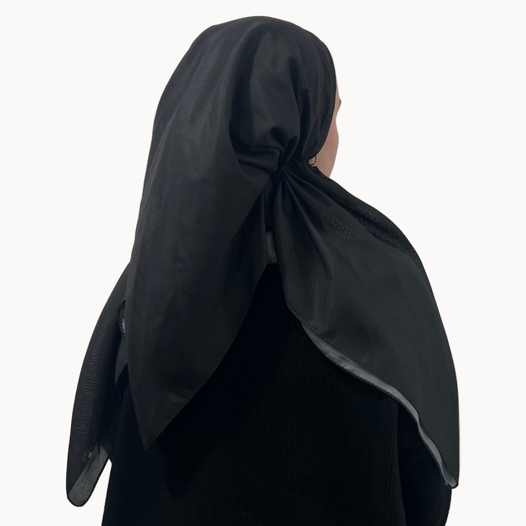 Front Open Pre Black Solid Open Pre-Tied Scarf – Valeri
