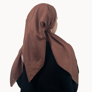 Mocha Brown Solid Open Pre-Tied Scarf