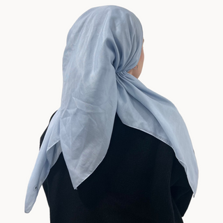 Powder Blue Solid Open Pre-Tied Scarf