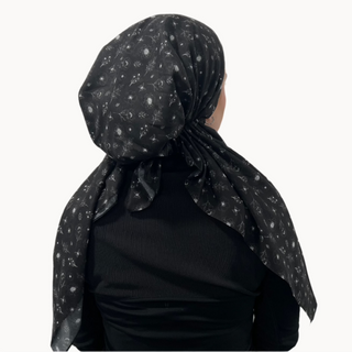 Valeri Signature Bloom Black Pre-Tied Scarf