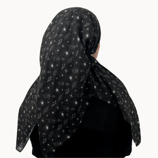 Valeri Signature Bloom Black Open Pre-Tied Scarf