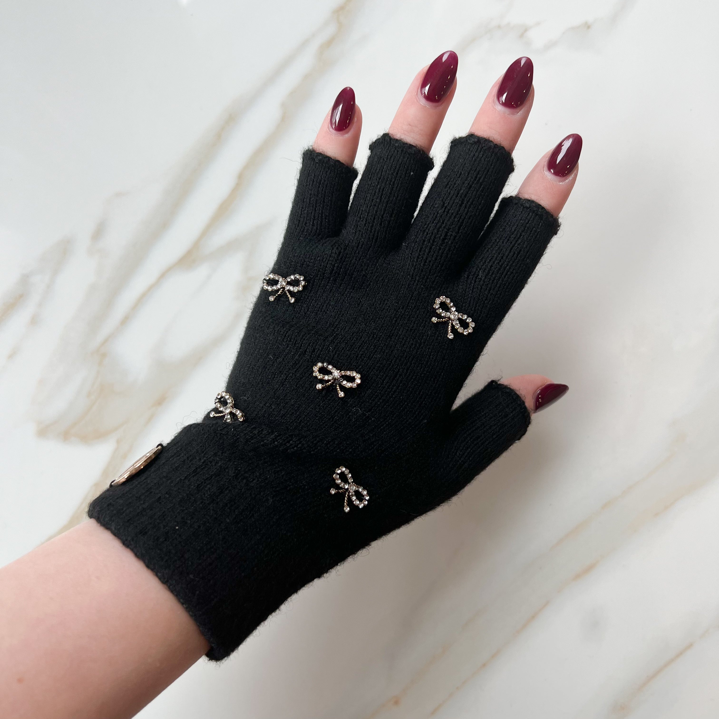 Valeri Bow Fingerless Gloves