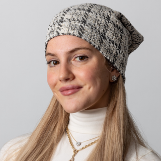 Cream Cozy Boucle Tweed Beanie