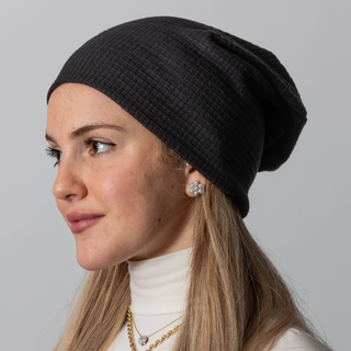 Black Waffle Beanie
