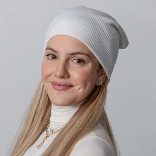 Cream Heathered Knit Beanie