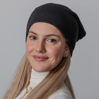 Black Heathered Knit Beanie