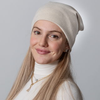 Cream Shimmer Knit Beanie