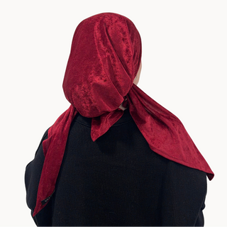 Cherry Velvet Pre-Tied Scarf