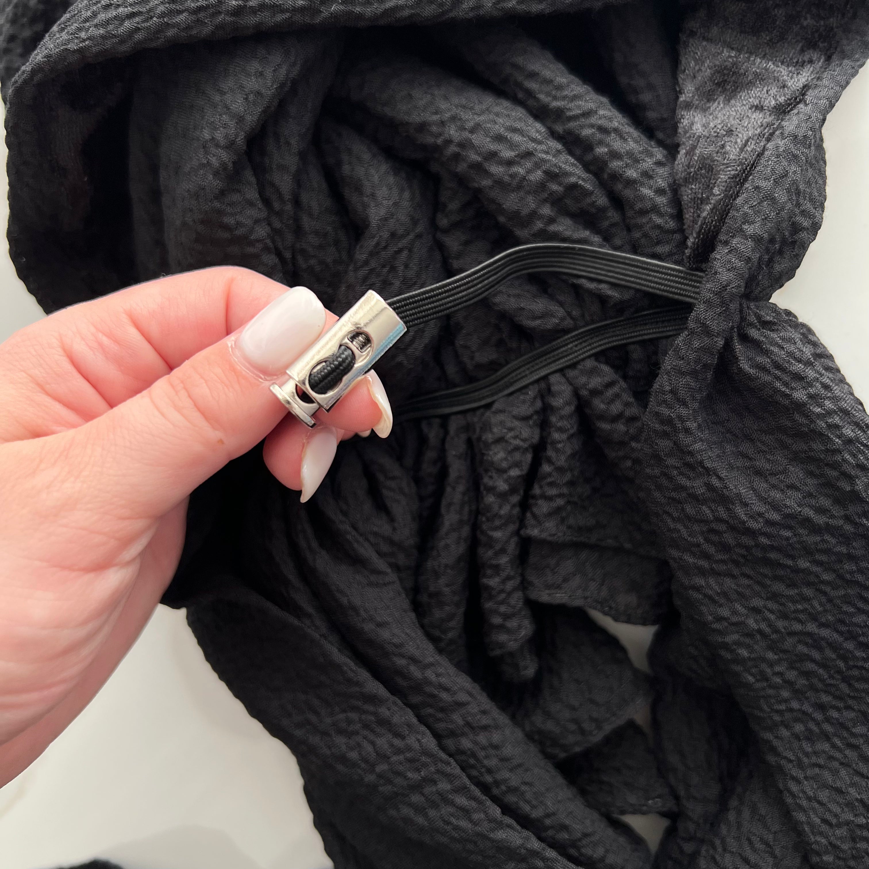 Black Crinkle Pre-Tied Scarf