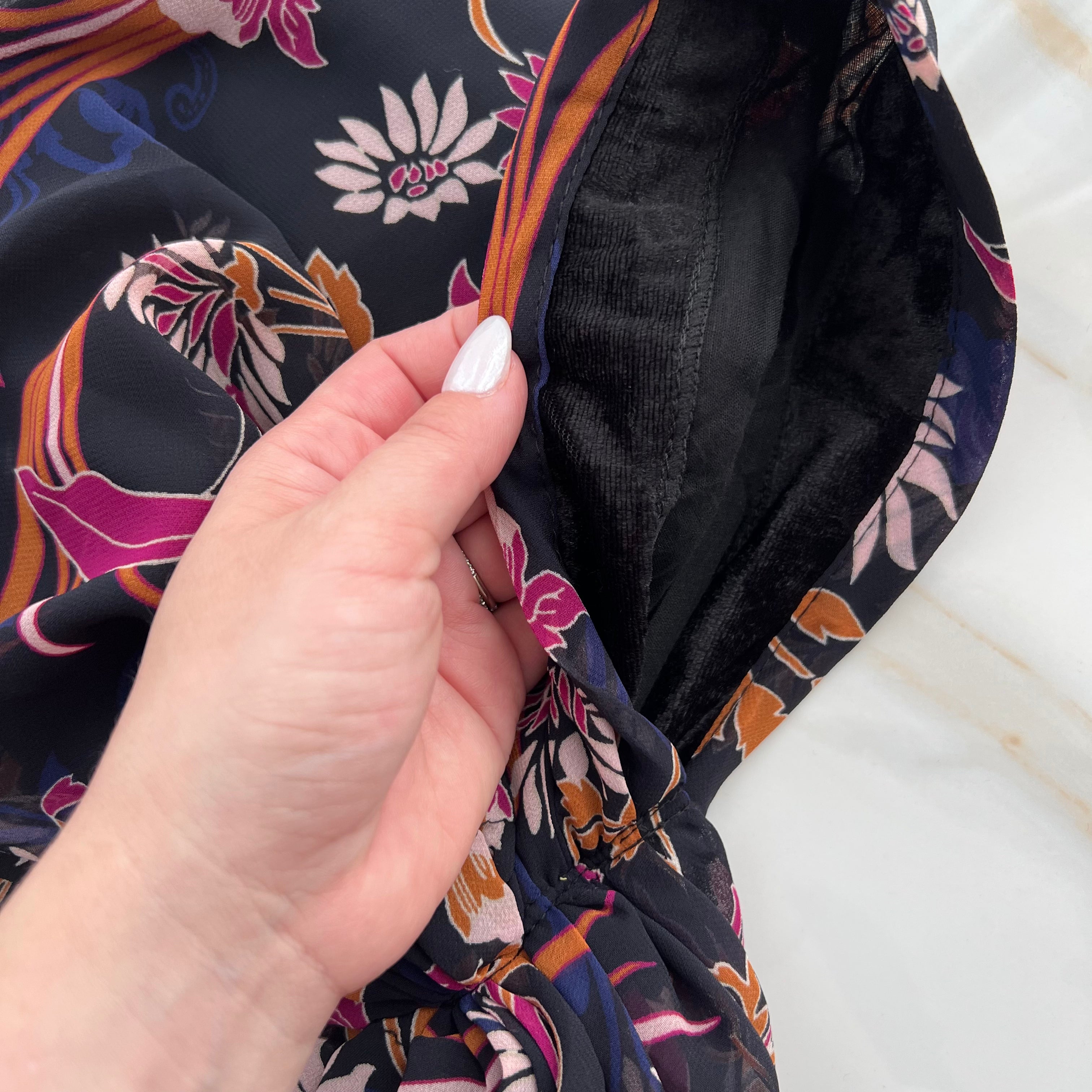 Navy Tropical Pre-Tied Scarf
