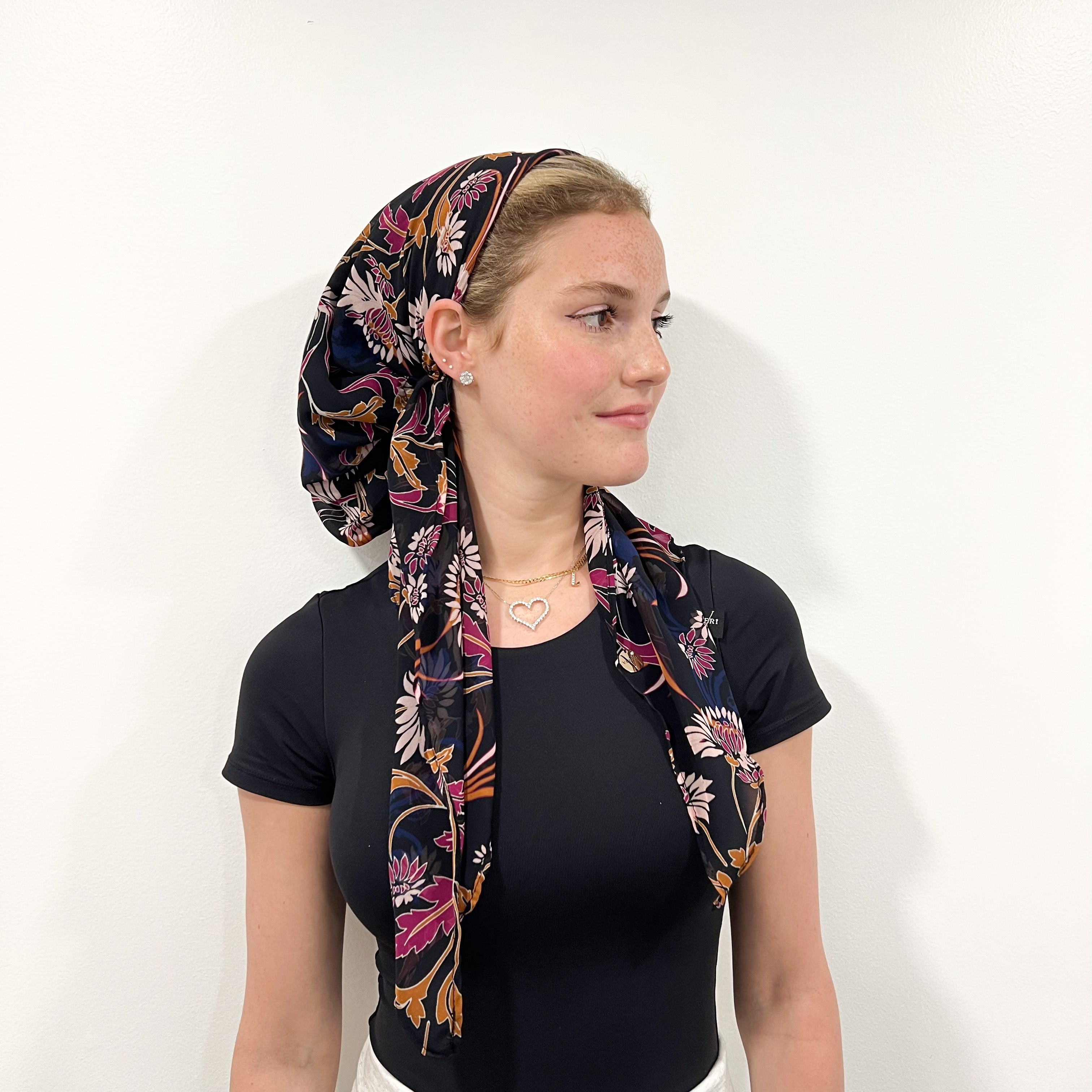 Navy Tropical Pre-Tied Scarf