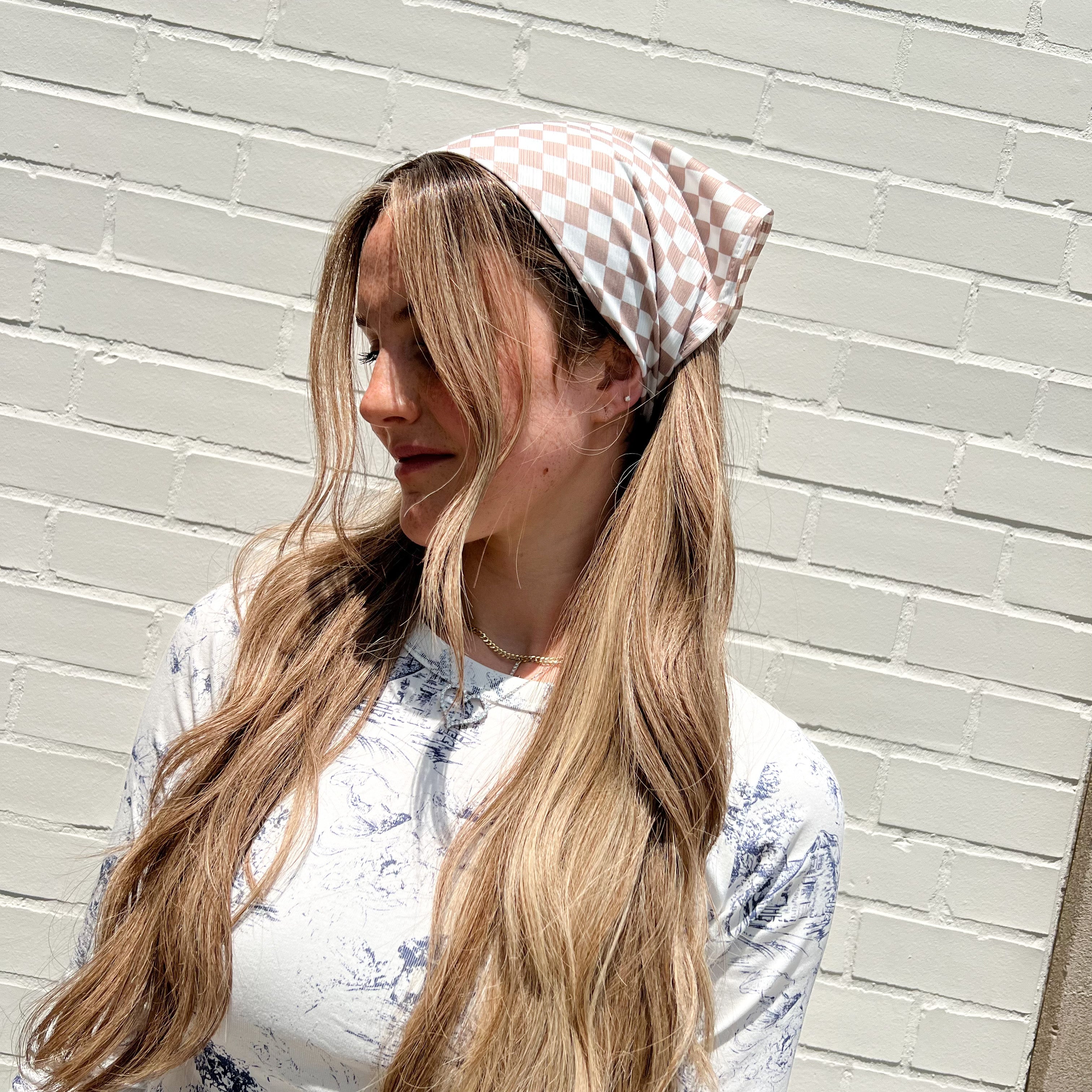 Valeri X Toby Neutral Checkered Bandana