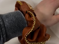 PK HART X VALERI Cognac Leather Scrunchie with Gold Chain