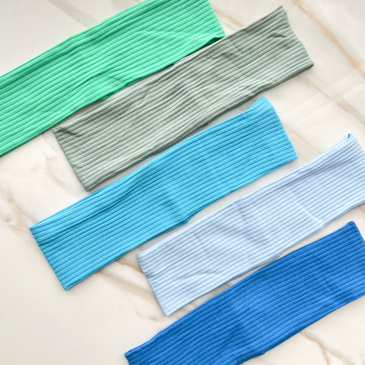 Blue and Green Hues Standard Solid Ribbed Headbands