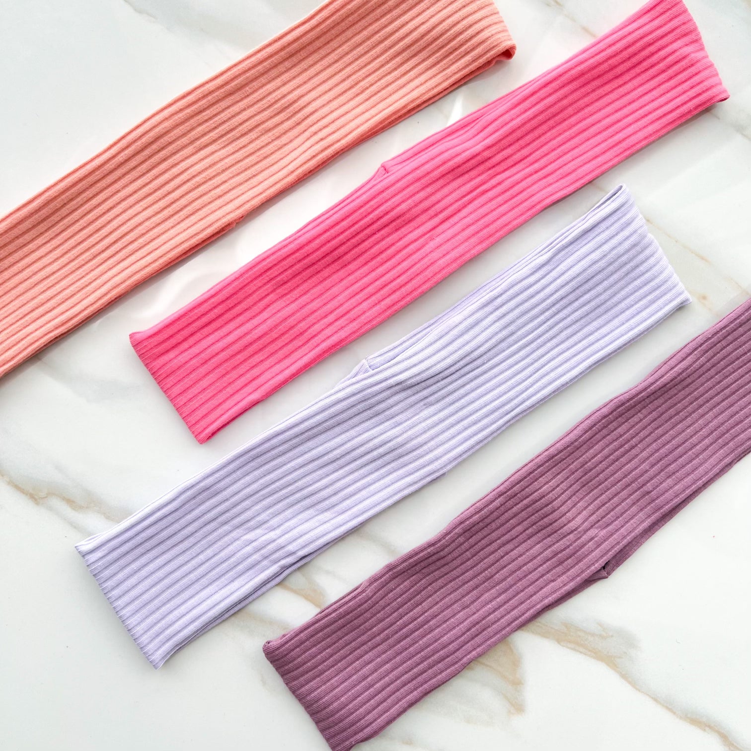 Pink and Purple Hues Skinny Solid Ribbed Headbands