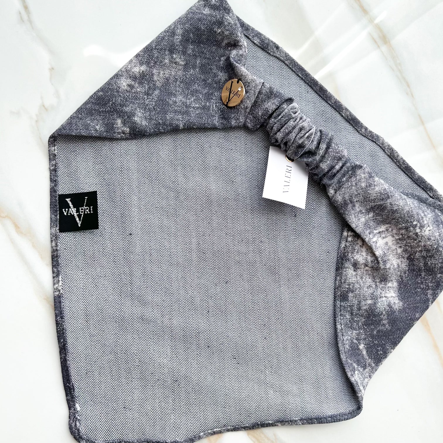 Valeri X Toby Gray Wash Denim Pre-Tied Bandana