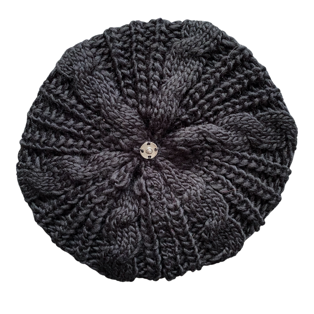 Replacement Cable Knit Winter Beret WITH SNAP