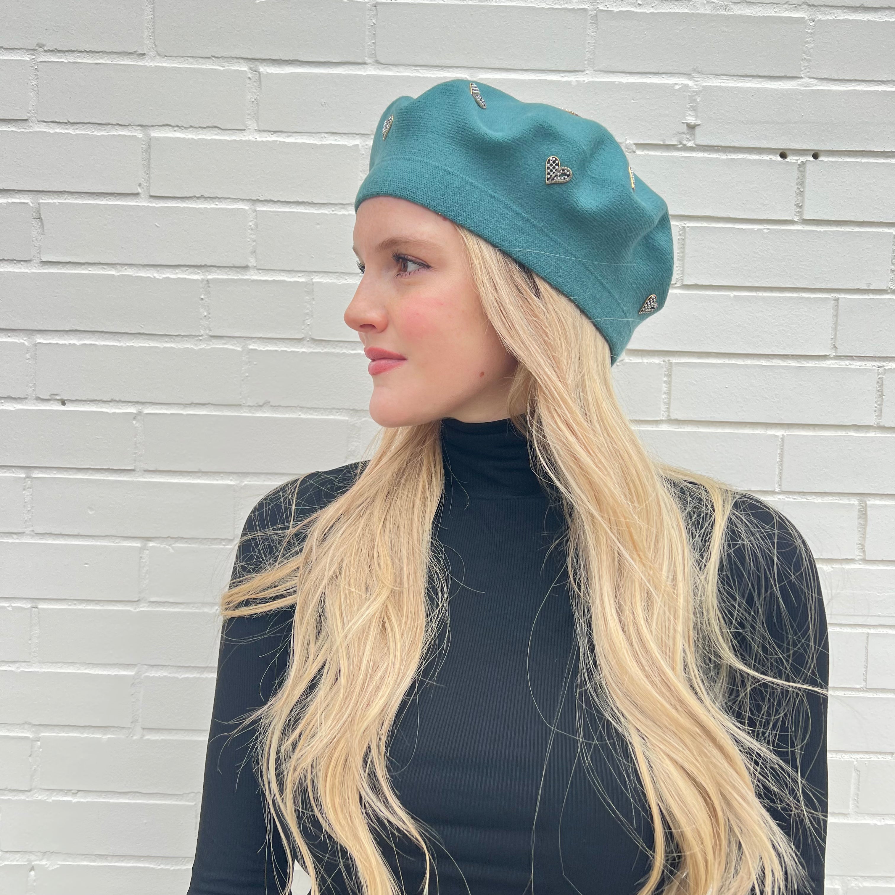 Charlotte Pearl Heart Cashmere Beret