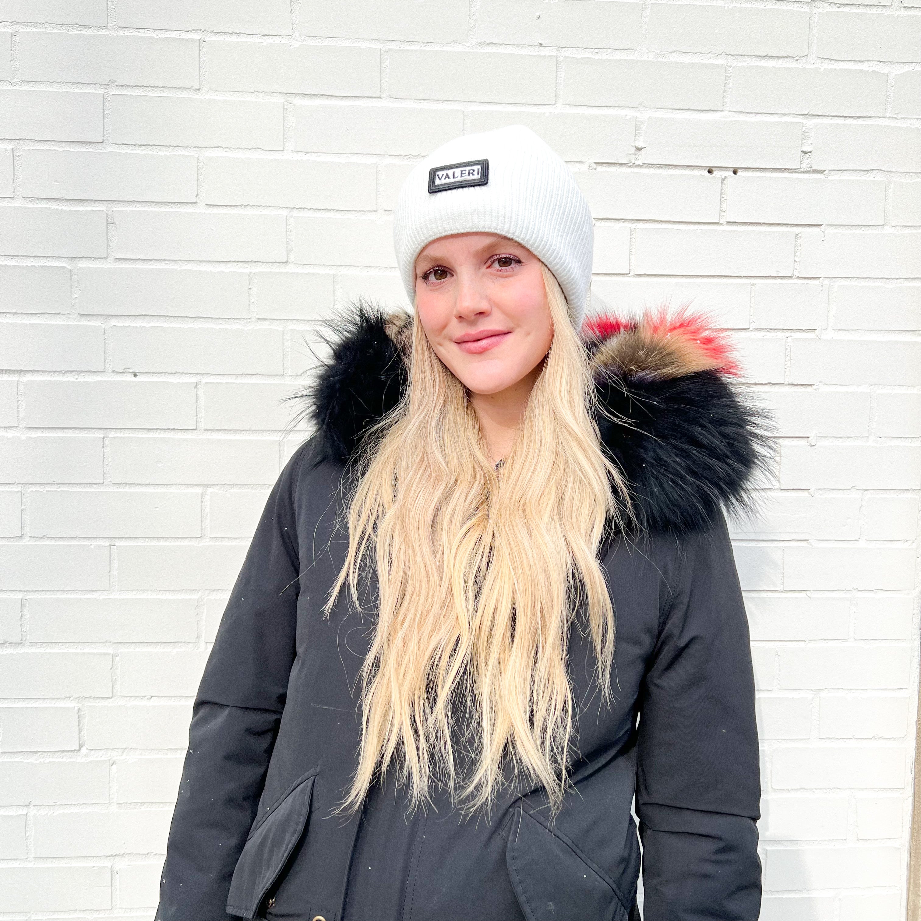 White Valeri Logo Beanie