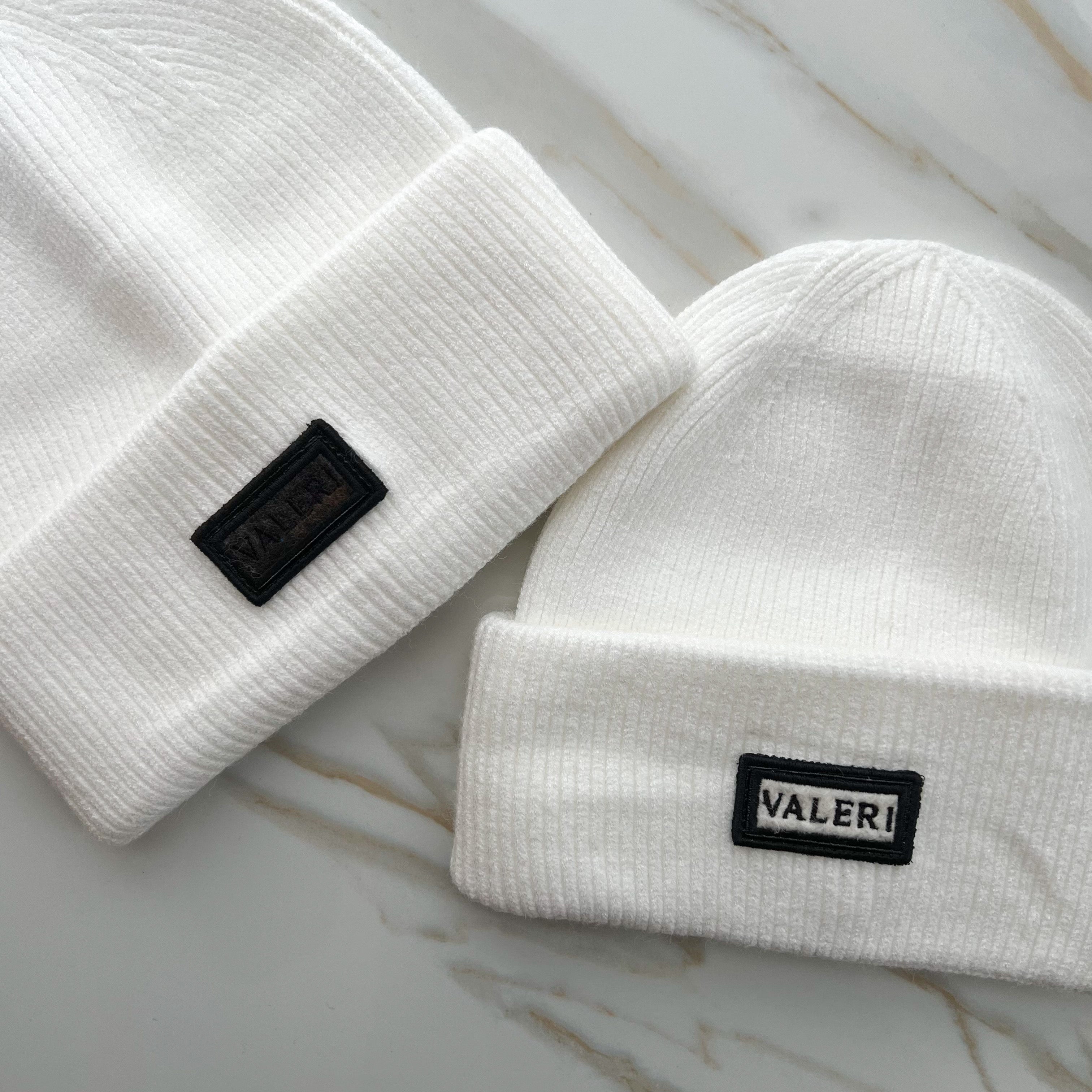 White Valeri Logo Beanie