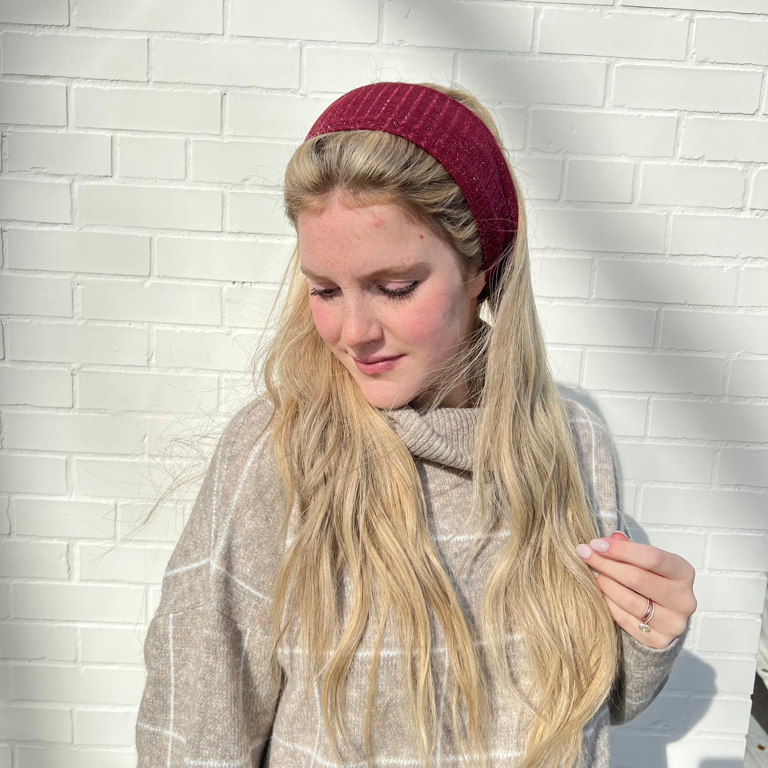 Hazel Sparkle Wide Ribbed Flat Headband (Standard Width)