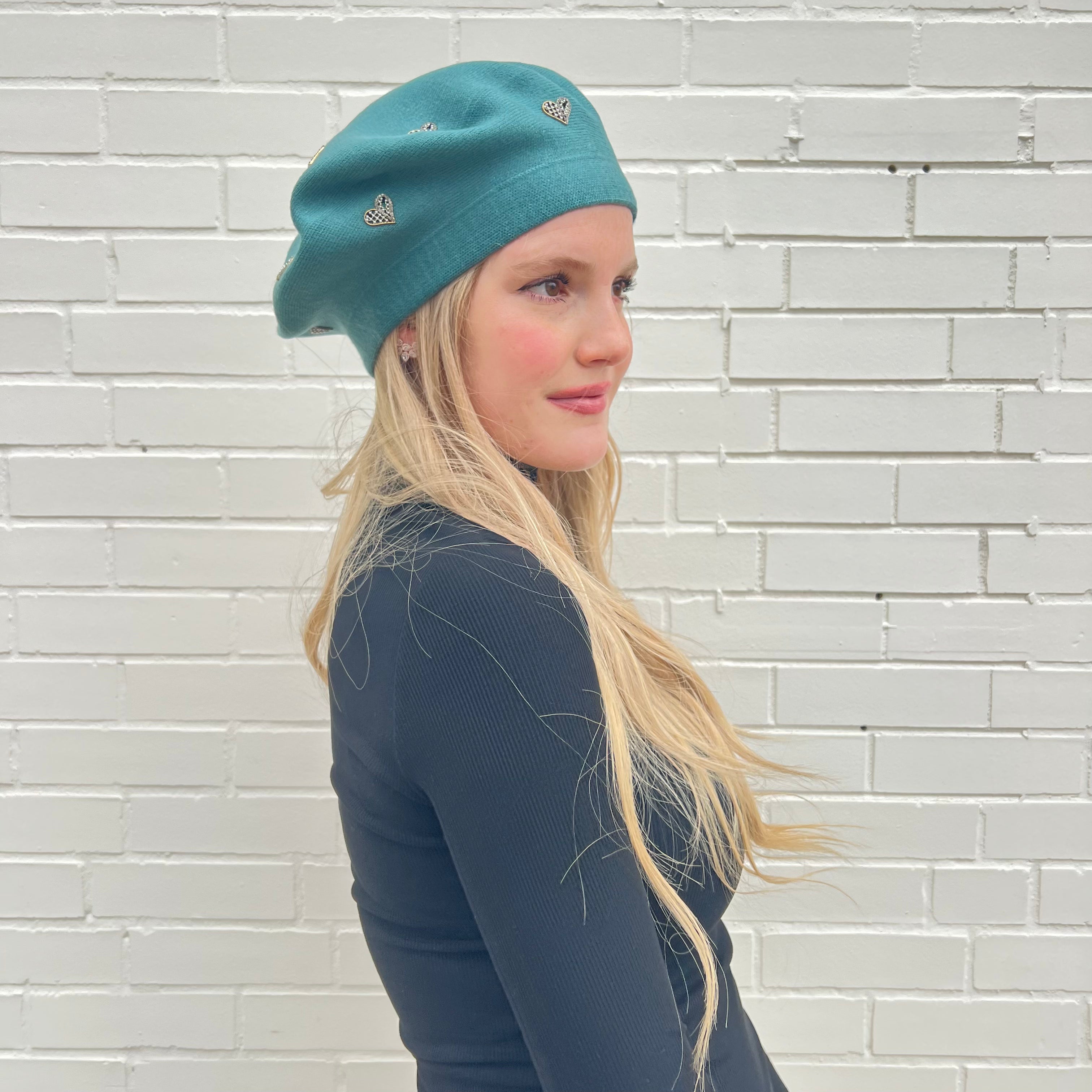 Charlotte Pearl Heart Cashmere Beret